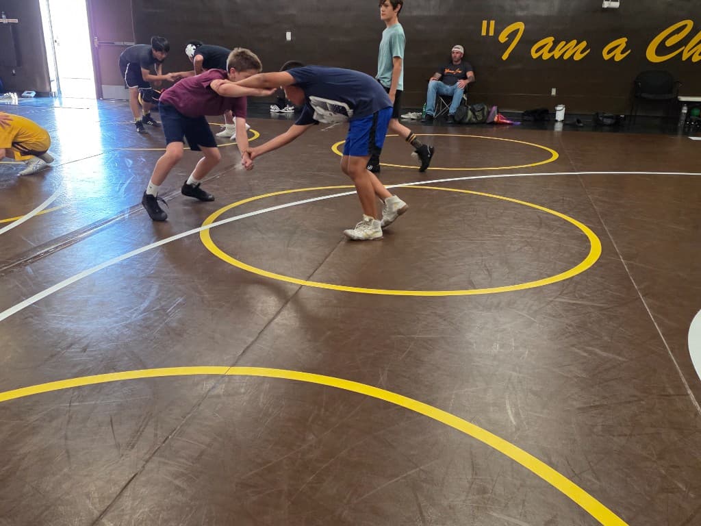 Team Temecula wrestlers in practice